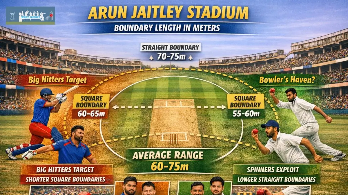 Arun Jaitley Stadium Boundary Length in Meters